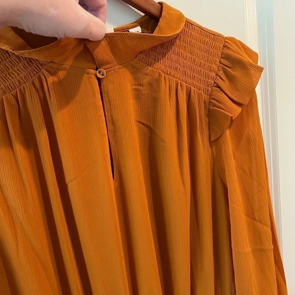 Scotch & Soda Smocked Mini Dress in Pumpkin Spice